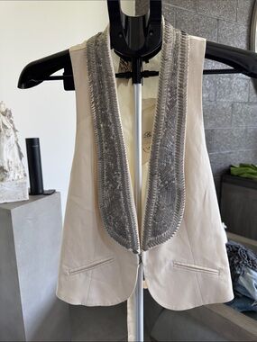 Juicy Couture Cream Vest with Silver Beaded Trim